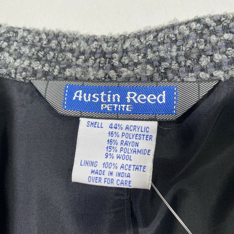Austin Reed Button Jacket, Grey, Size: 8 44% acrylic 16% polyester 16% rayon 15% polyamide 9% wool
