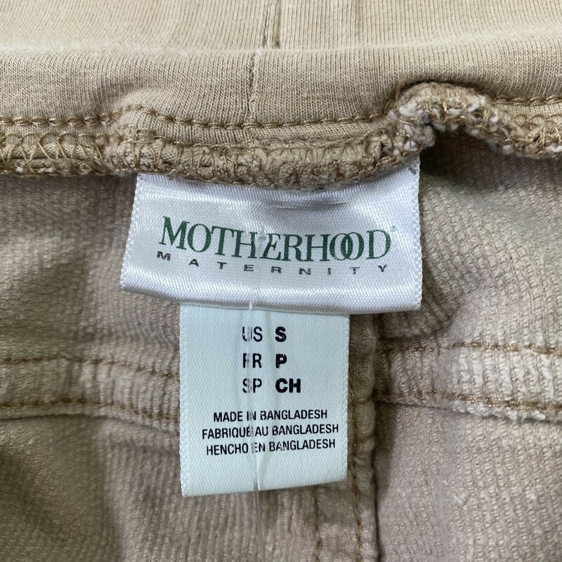 100-838 Motherhood Matern, Beige, Size: Small beige courduroy maternity jeans 99% cotton 1% spandex  good