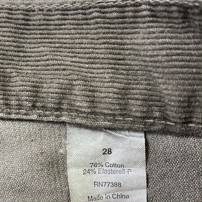 100-862 J.crew, Green, Size: 28 army green corduroy jeans 76% cotton 24% elasterell-P  good