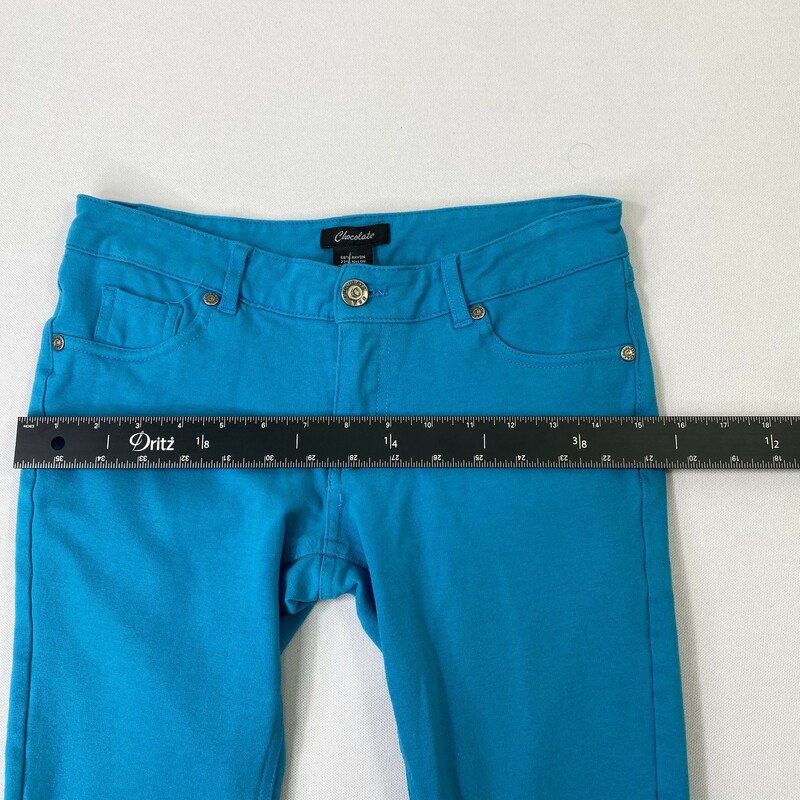 110-160 Chocolate, Blue, Size: Medium blue stretch pants rayon/nylon/spandex  good