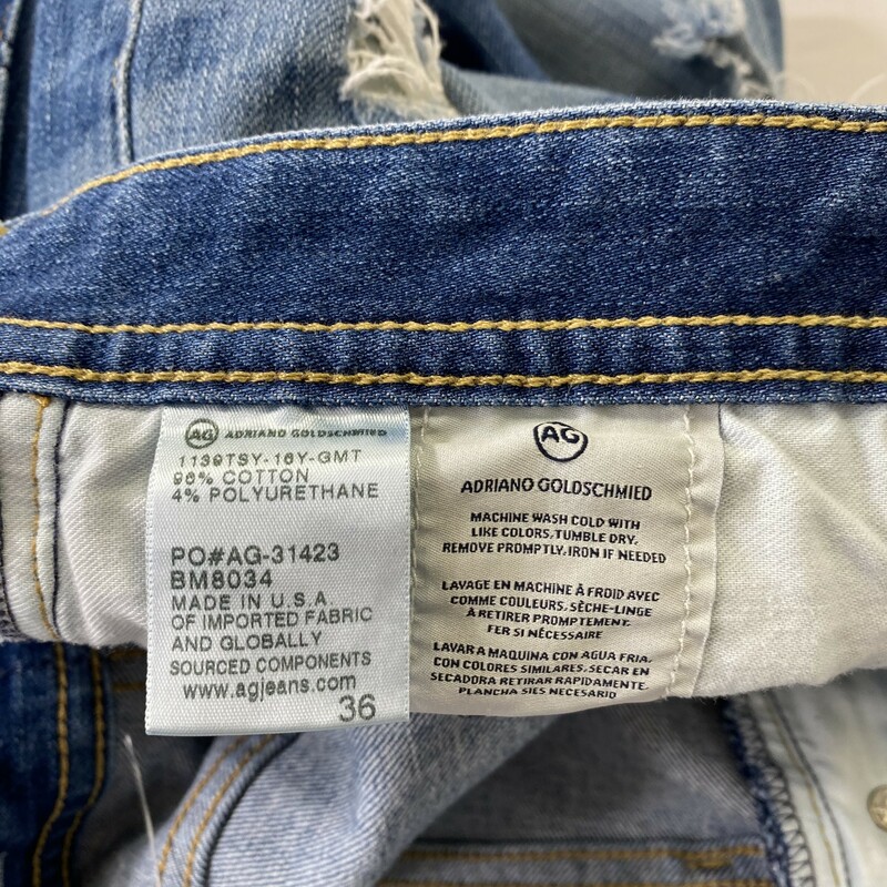 100-650 Ag, Blue, Size: 36 Blue Denim distressed 360 jeans cotton/polyeurathan