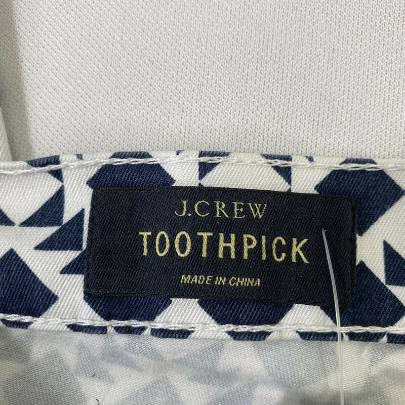 110-149 J Crew Toothpick, Blue & W, Size: 13