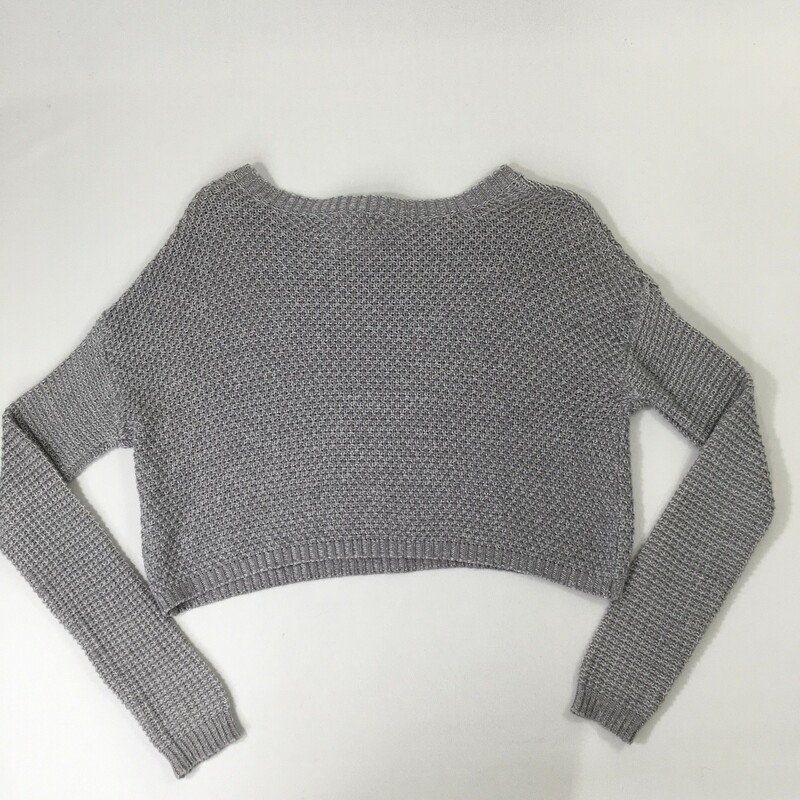 100-0263 Silence & Noise, Grey, Size: XS knit cropped sweater 60% cotton 40% acrylic  Good  Condition