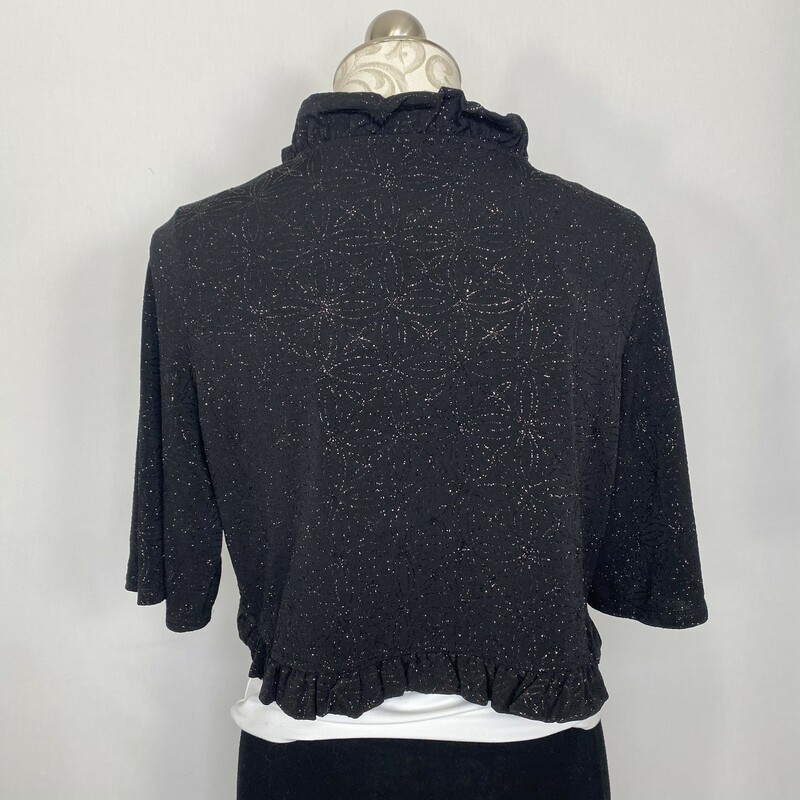 100-0119 Glamour, Black, Size: Small short sleeve glittery vest 95% polyester 5% spandex  Good  Condition