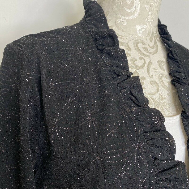 100-0119 Glamour, Black, Size: Small short sleeve glittery vest 95% polyester 5% spandex  Good  Condition