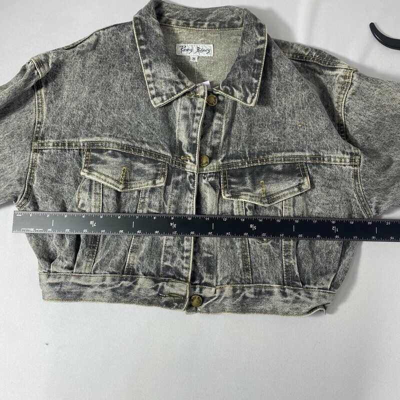 100-0032 Paris Blues, Light De, Size: Small washed grey cropped denim jacket denim  Good  Condition