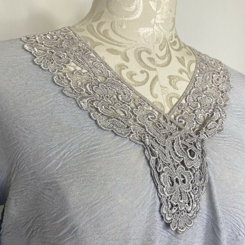 100-0025 Saf, Grey, Size: 12 Lace loose blouse polyester  Good  Condition