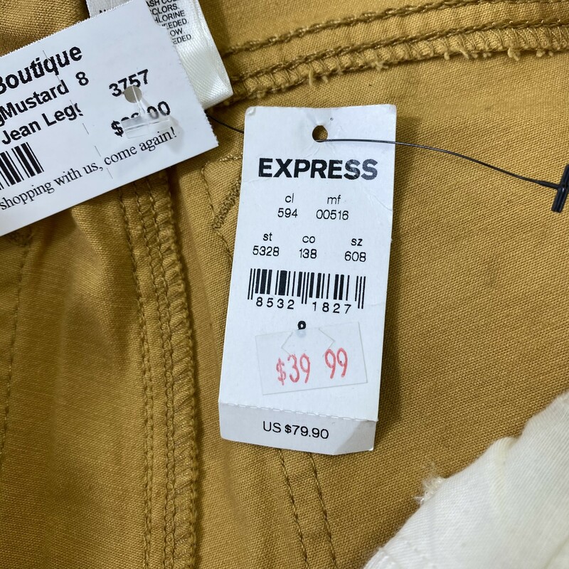 Express Skinny Jean Leggings , Mustard, Size: 8
97% cotton 3% spandex