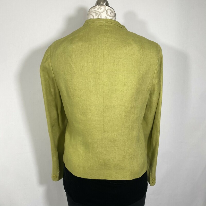 100-0443 Talbots, Green, Size: 8 green longsleeve blazer 100% linen  Good  Condition