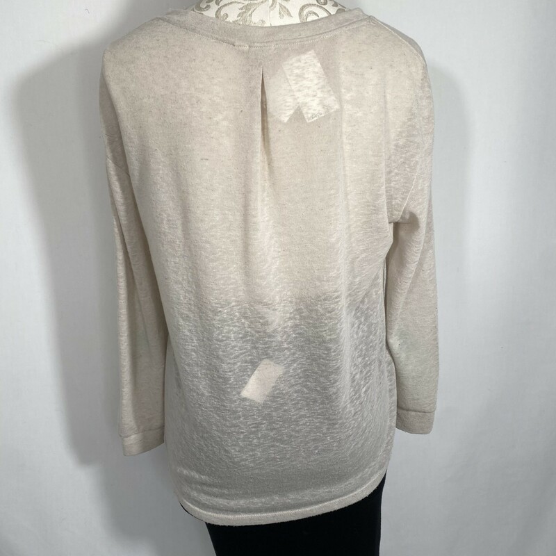 100-0456 Cloth, Beige, Size: Small beige long sleeve Top size S 90% polyester 10% linen  Good  Condition