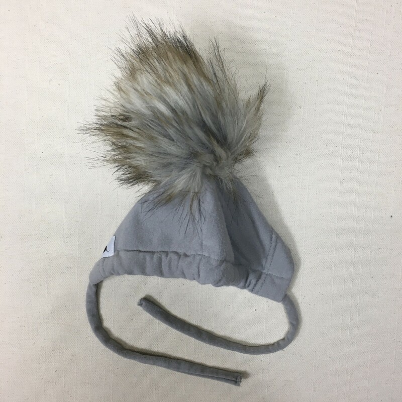 Baby Hat Pom Pom, Grey, Size: 0-3M