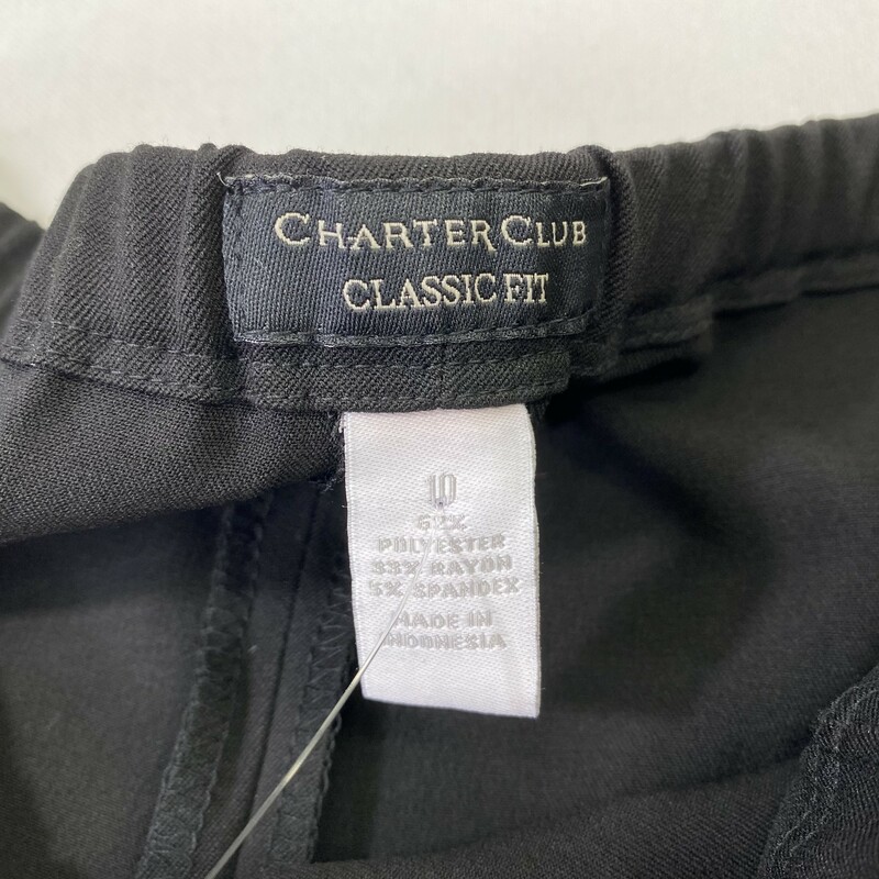 121-052 Charter Club, Black, Size: 10 classic fit black dress pants w/elastic waist 33% polyester 55% rayon 5%spandex<br />
12.4 oz