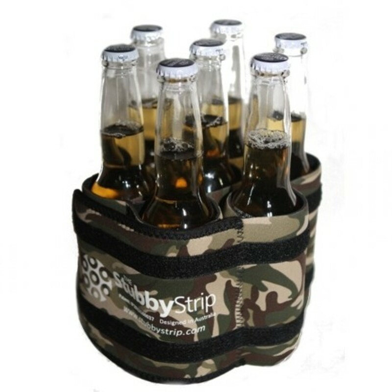 OK…now we have the perfect way to transport beverages out into the wild, with The StubbyStrip Camouflage beverage carrier. You are no longer required to carry a cooler with you when you go out hunting or fishing. Simply fill The StubbyStrip Camouflage carrier up with your favorite beverages and you’re ready to go. Get it today before it’s gone!<br />
<br />
Also Available In:<br />
<br />
StubbyStrip Black<br />
StubbyStrip Lime<br />
StubbyStrip Red<br />
StubbyStrip Purple<br />
StubbyStrip Royal Blue<br />
StubbyStrip Orange