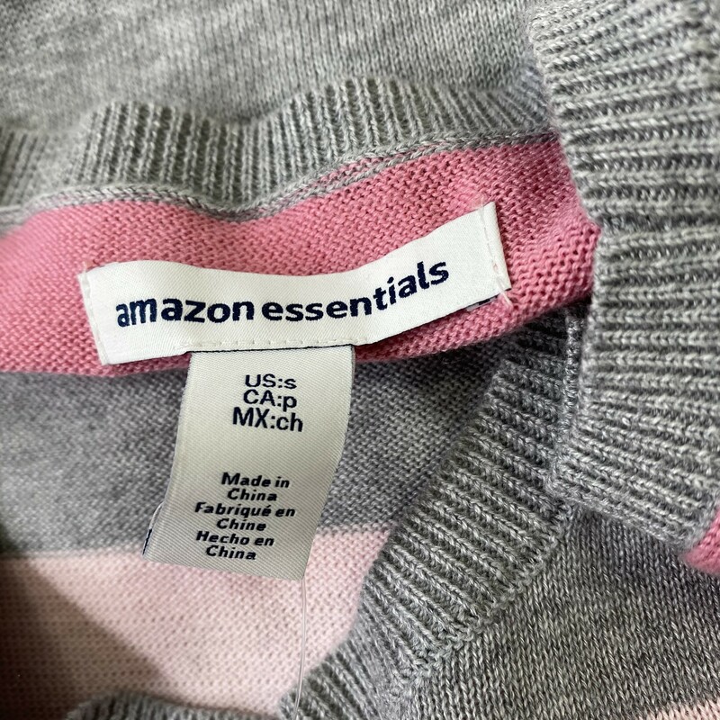 Amazon Striped Sweater, Grey, Size: Small pink grey and blue striped sweater 55% cotton 25% modal 20% polyester