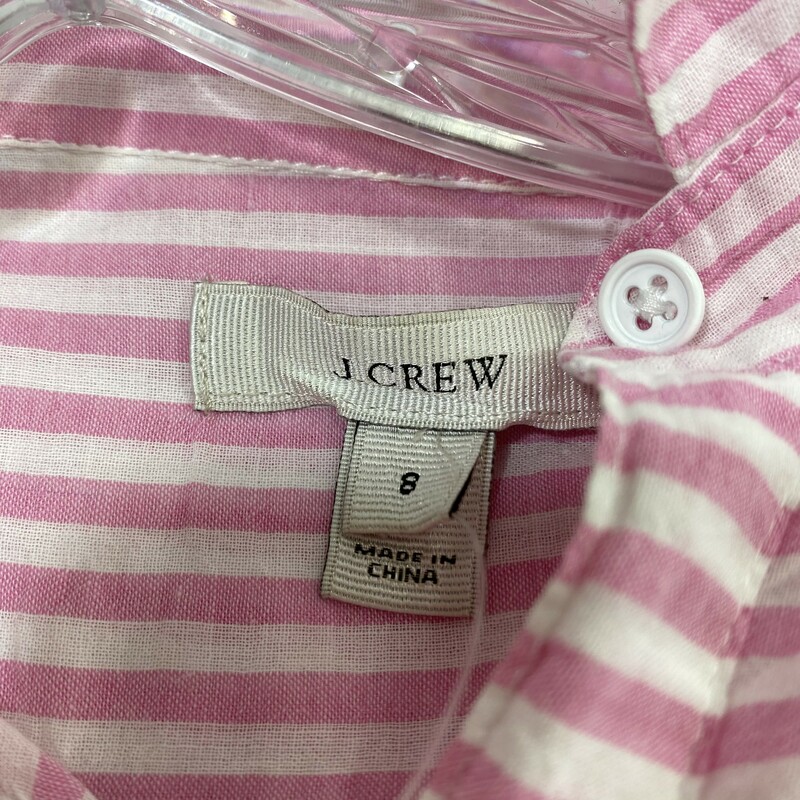 J. Crew Striped Button Up, Pink, Size: 8 white and pink striped 99% cotton 1% spandex