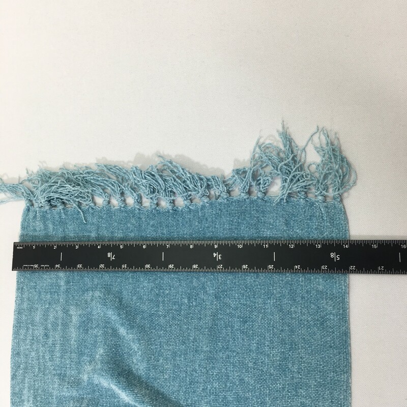 114-033 Tassle Scarf, Blue, Size: Scarves Blue Scarf With Fringe At the Ends