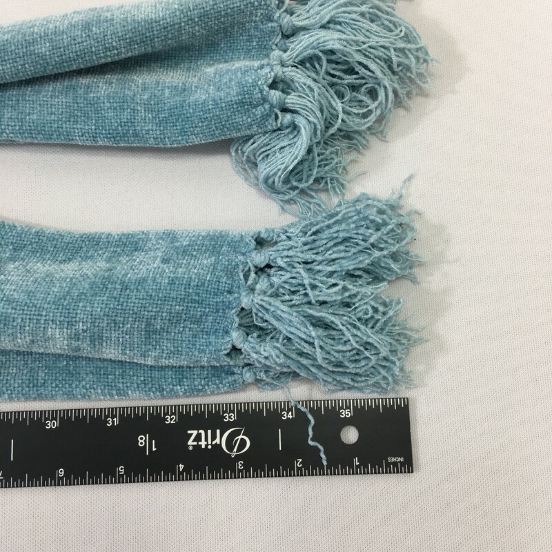 114-033 Tassle Scarf, Blue, Size: Scarves Blue Scarf With Fringe At the Ends