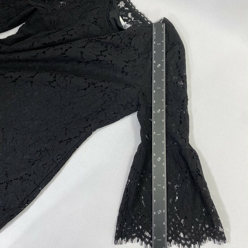 Isaac Mizrahi Lace Ruffle, Black, Size: XS 34% cotton 48% nylon 18% rayon