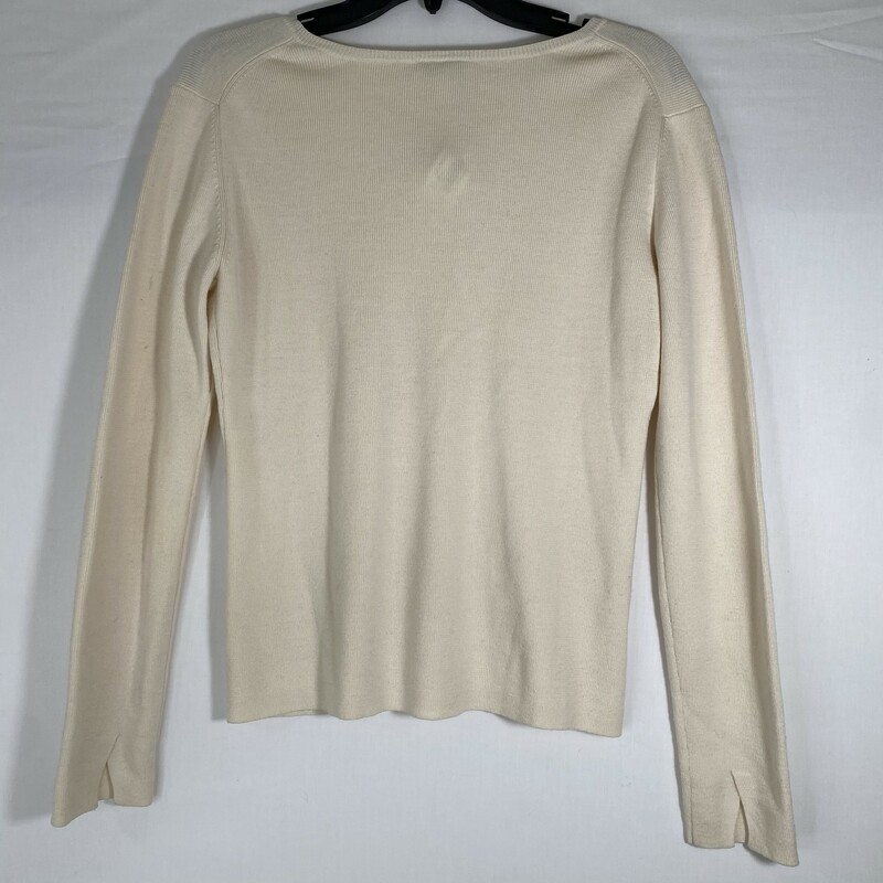 Loft Thick V Neck Sweater, White, Size: Medium 55% merino wool 40% acrylic 5% cashmere