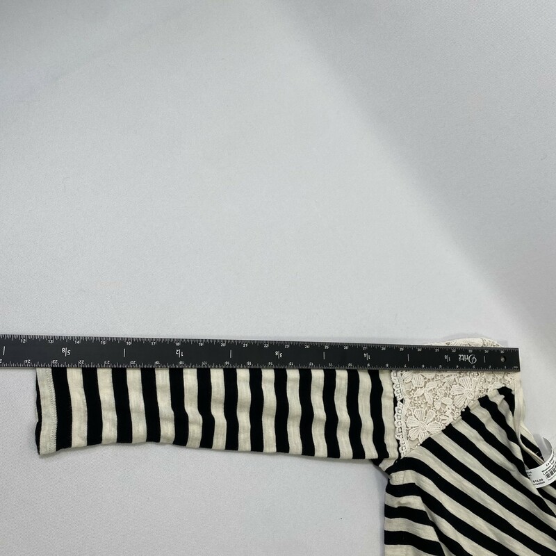 Loft Striped Lace Shoulde, White/bl, Size: Large 100% cotton petite size