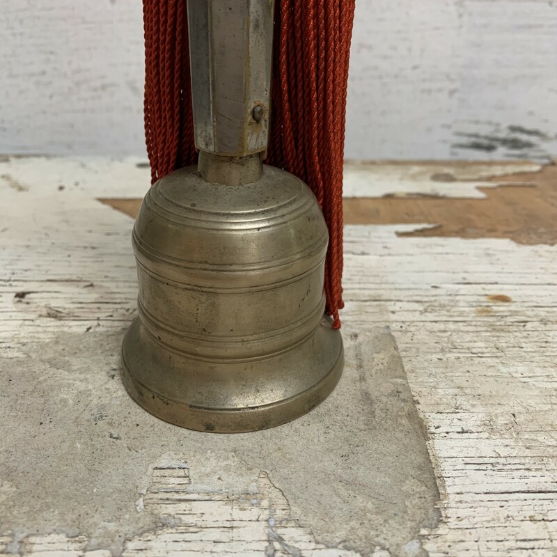 Metal bell with wood and metal handle. Handle is little bit bent (I think it suppose to be like that) and a little loose. Tassel needs some cleaning as well as the bell for the visual. Dorje top. Please note that this item is vintage and you will experience vintage wear.
It is handmade, have a very nice ring to it.
Have a visible wear, scratches/discoloration/spots.
Measures approx 13'' tall,  bell 2 1/2'' diameter 2 1/4'' tall. Dorje 2 3/4'' tall, handle 8'' tall.
Please make sure to look at all the pictures for a closer visual.
Thank you.