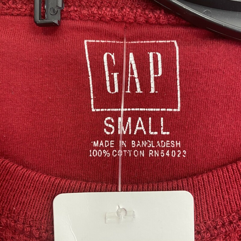 100-598 Gap, Red, Size: Small Red thermal long sleeve shirt 100% cotton