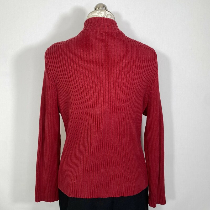 124-010 Croft&barrow, Red, Size: Large petite knit zip up jacket with different textures 100% cotton  good