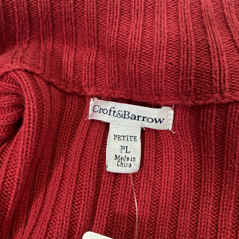 124-010 Croft&barrow, Red, Size: Large petite knit zip up jacket with different textures 100% cotton  good