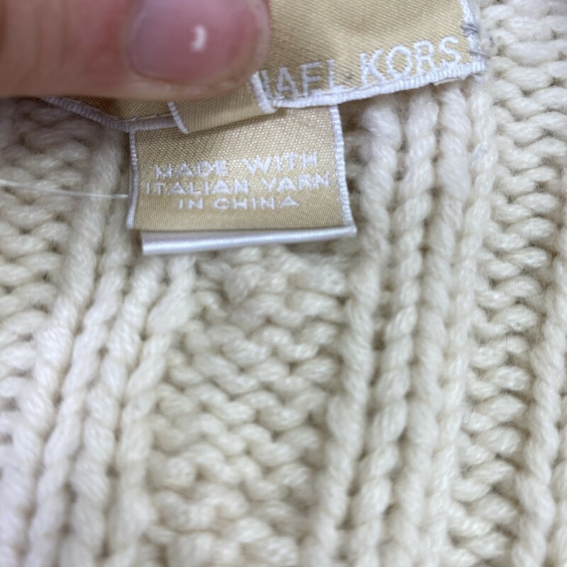 Michael Kors Button Up Ca, White, Size: Large 100% cashmere