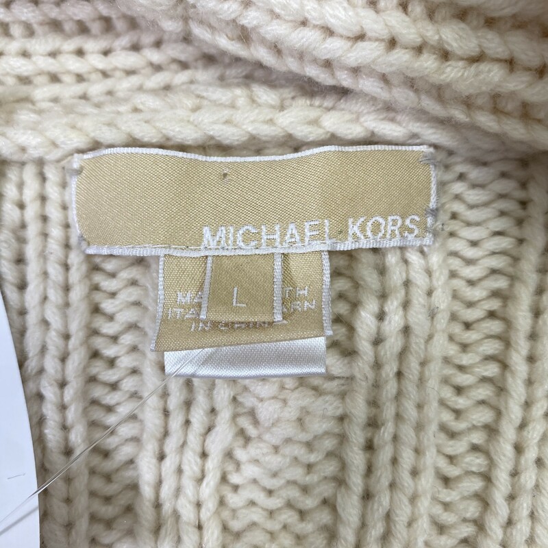 Michael Kors Button Up Ca, White, Size: Large 100% cashmere