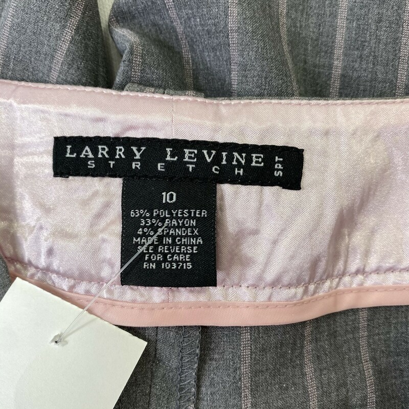 100-0097 Larry Levine, Grey, Size: 10 stretch pants with pink stripes 63% polyester 33% rayon 4% spandex  Good Condition