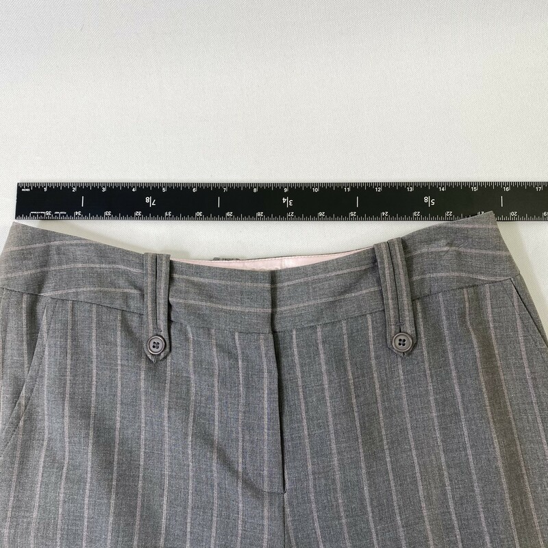 100-0097 Larry Levine, Grey, Size: 10 stretch pants with pink stripes 63% polyester 33% rayon 4% spandex  Good Condition