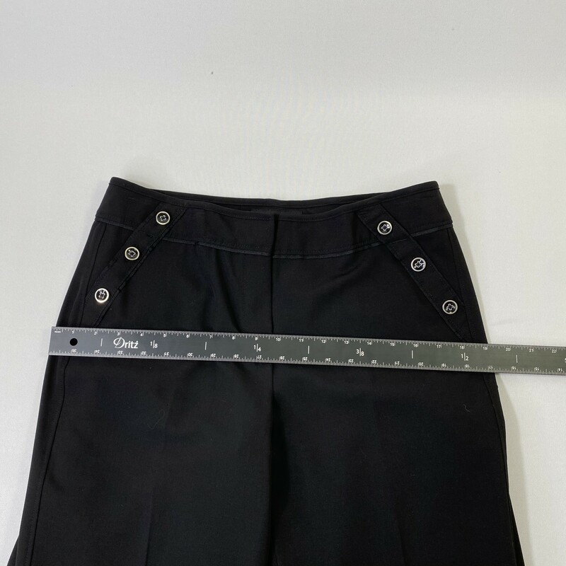 100-0099 Larry Levine, Black, Size: 6 black slacks with buttons on front 71% polyester 26% viscose 3% spadex  Good Condition