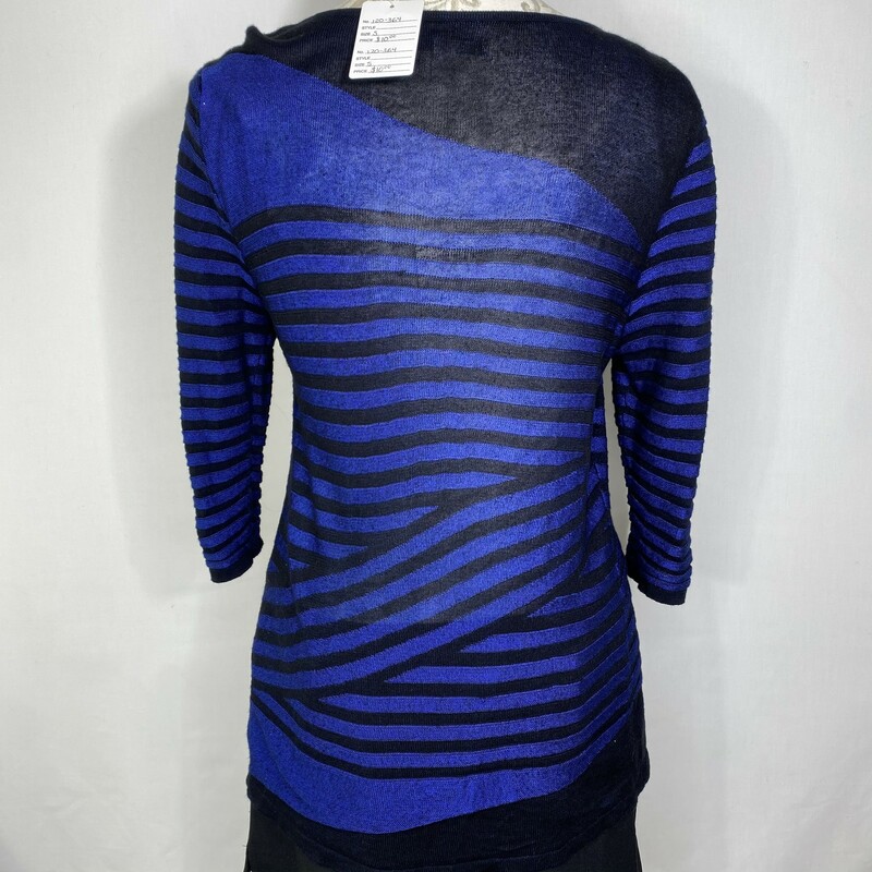 120-364 Dana Buchman, Blue And, Size: S<br />
blue and black  striped  sweater 53% cotton 47% rayon  good