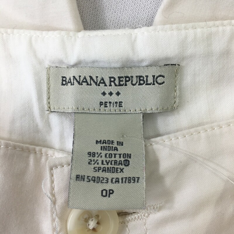 Banana Republic Long Shor, White, Size: 0 petite size 98% cotton 2% lycra