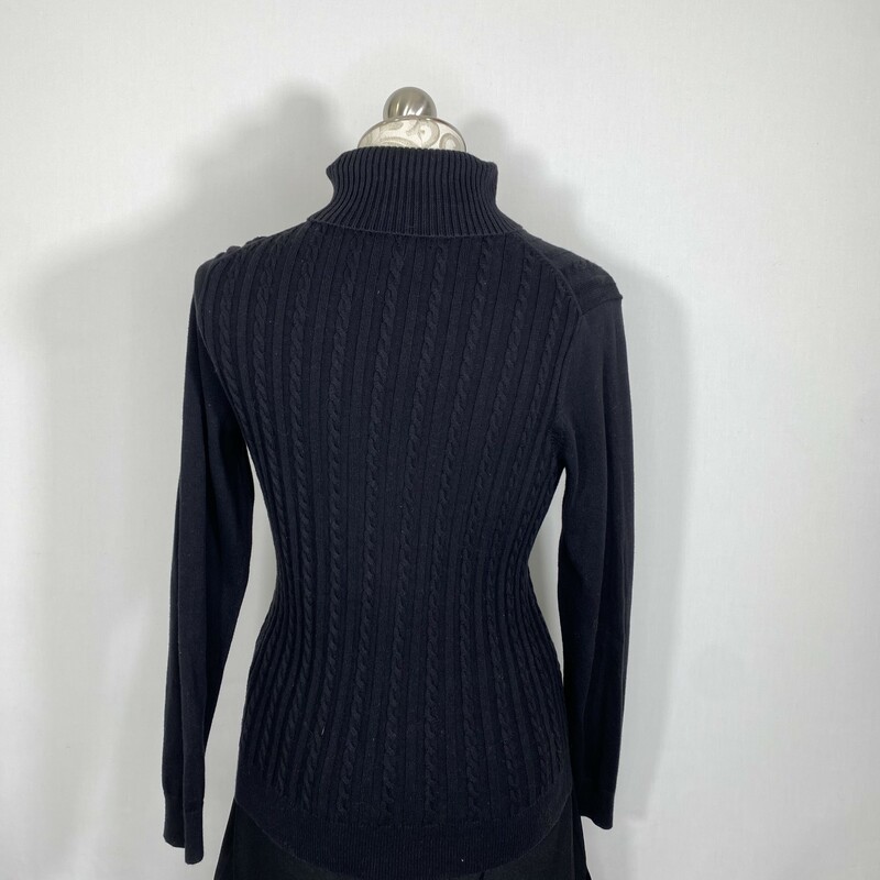 100-0352 Lands End, Black, Size: Small Black long sleeve patterned sweaterSize S 100% baumwolle  Good Condition