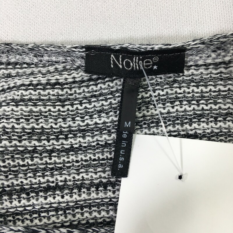 100-0276a Nollie, Black Wh, Size: Medium black and white striped knit sweater 100% acrylic  Good Condition