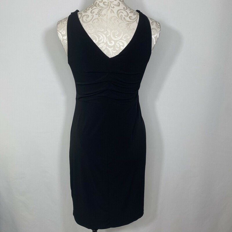 100-0129 Valerie Bertinel, Black, Size: 8 tight dress with ruffle down the center 95% polyester 5% spandex  Good Condition