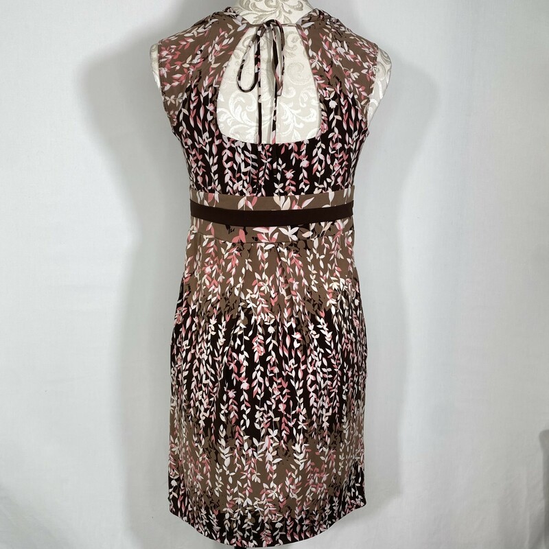 125-031 Bcbg Maxazria, Brown An, Size: Small brown pink and white floral dress 94% polyester 6% spandex  good