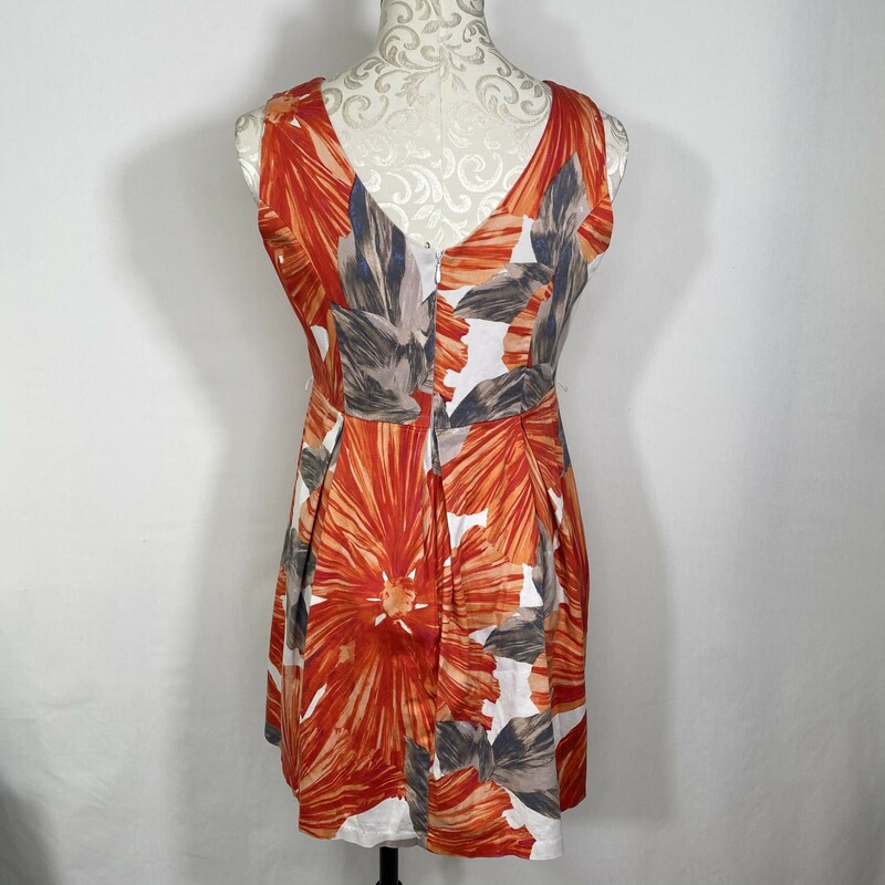 125-103 Tiana B., Orange, Size: 4 petite orange blue and white floral dress 97% cotton 3% spandex  good