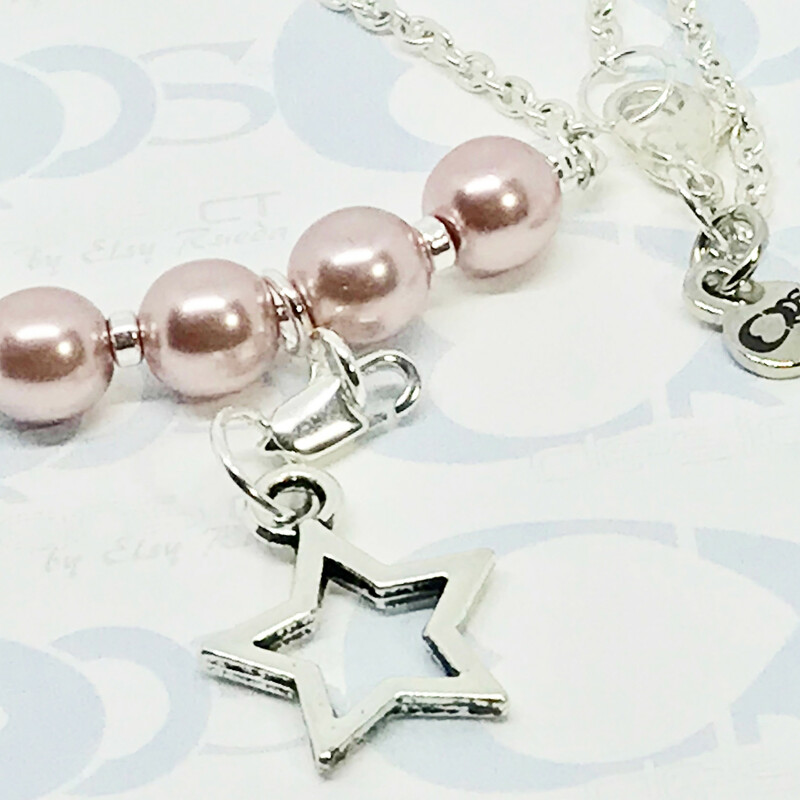 Karly Ne0016-dr 16, Dusty Ro, Size: Necklace
Sterling Silver Accessories-8mm. Czech Pearls-Charms Sets: Depending on Selected Set could be  Sterling Silver or Silver Plated-Chain Length: 16