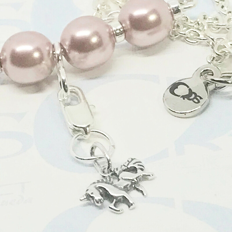 Karly Ne0016-dr 16, Dusty Ro, Size: Necklace<br />
Sterling Silver Accessories-8mm. Czech Pearls-Charms Sets: Depending on Selected Set could be  Sterling Silver or Silver Plated-Chain Length: 16