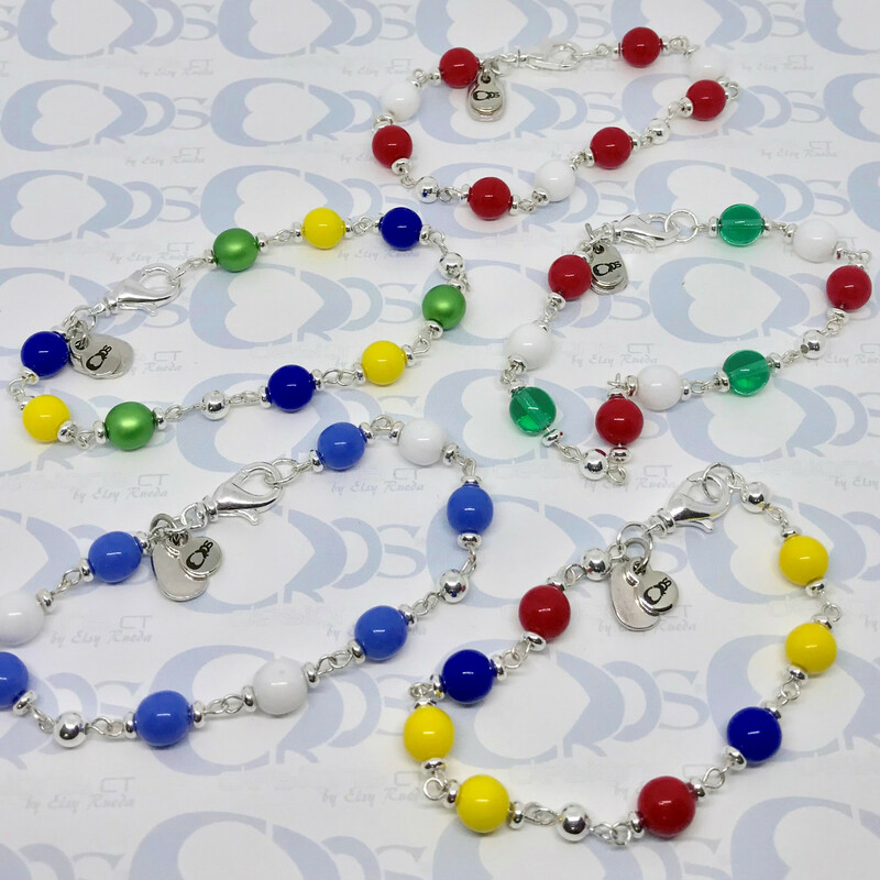 Soccer-fan Br0026-t 7.5, Yellow-b, Size: Bracelet
8mm Czech Crystal Beads-Sterling Silver Accessories