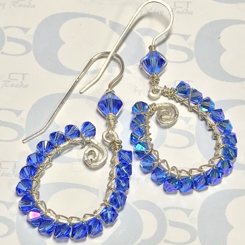 Ess-019 Ea0049-sb, Sapphire, Size: Earrings
4/6mm Swarovski Crystals-Sterling Silver Accessories-Sterling Silver Fishhook Earwire