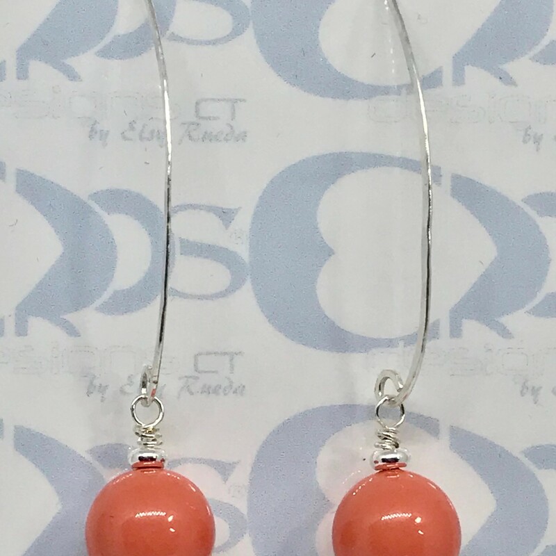 Ess-007 Ea0036-cr, Coral Re, Size: Earrings
12mm Swarovski Pearls-Silver Plated Fishhook Earwire-Silver Plated Accessories