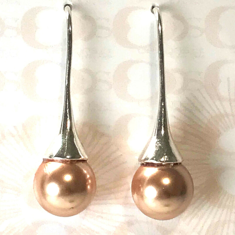 Espl-005 Ea0023-rg, Rose Gol, Size: Earrings<br />
10mm Swarovski Pearls-Silver Plated EarHook
