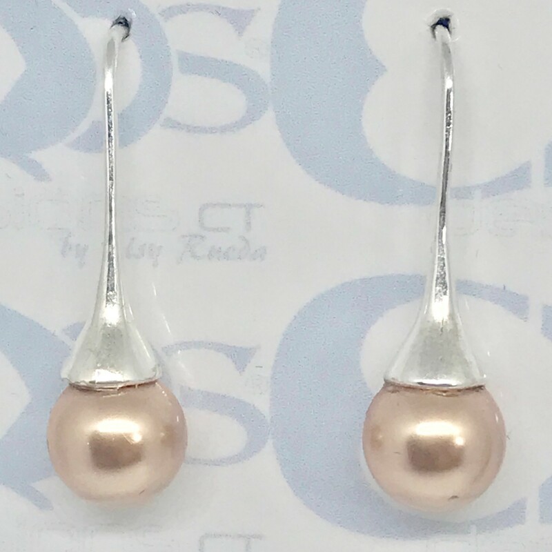 Espl-004 Ea0022-rg, Rose Gol, Size: Earrings<br />
8mm Swarovski Pearls-Silver Plated EarHook
