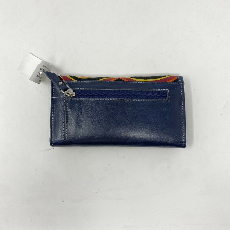 Arte Kuna Colombia Patter, Blue, Size: Wallets trifold wallet leather inside fabric patterned outside