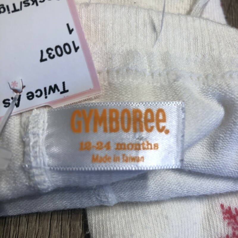 Gymboree Tights, White/pi, Size: 12-24M
