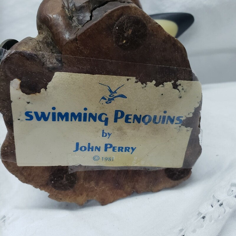 Swimming Penguin Figurine by John Perry, Size: 5in
